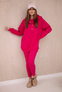 Komplet 3w1 legginsy, top i bluza - Fuksja