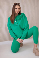 Komplet 3w1 legginsy, top i bluza - Zielony