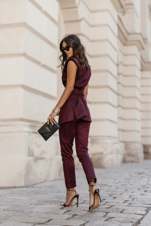 Spodnie cygaretki eleganckie - Bordowe