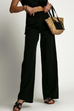 Eleganckie spodnie z szeroką nogawką Czarne