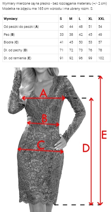 Koronkowa sukienka z długim rękawkiem i dekolotem - CZARNA